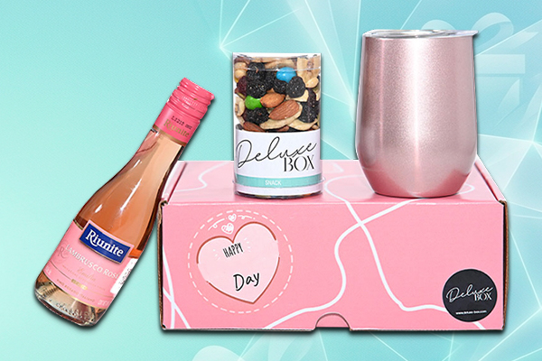 Kit vino rosado mini caja rosa