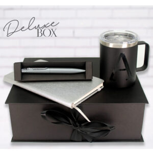 kit con taza libreta y bolígrafo en caja Deluxe